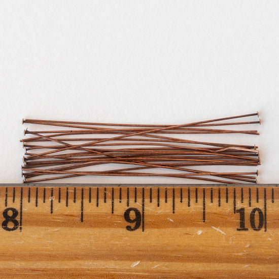 2 Inch Copper Headpins - 22g - Antique Copper - 10 pieces