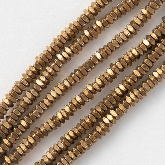 2.5mm Antique Brass Square Disk Beads - 100