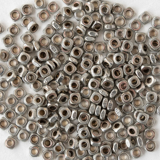 2.5mm Silver Plated Square Disk Beads - 100 Beads