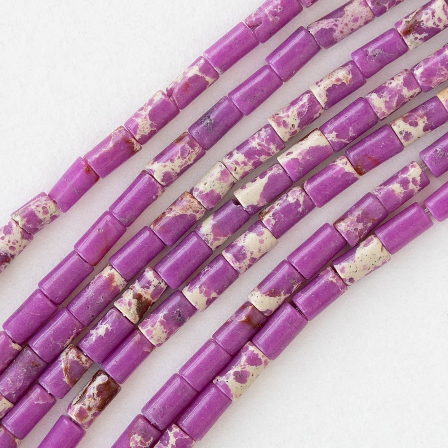 2.5x4mm Synthetic Impression Jasper Tiny Tube Beads - Purple - 15 inch strand ~85 beads