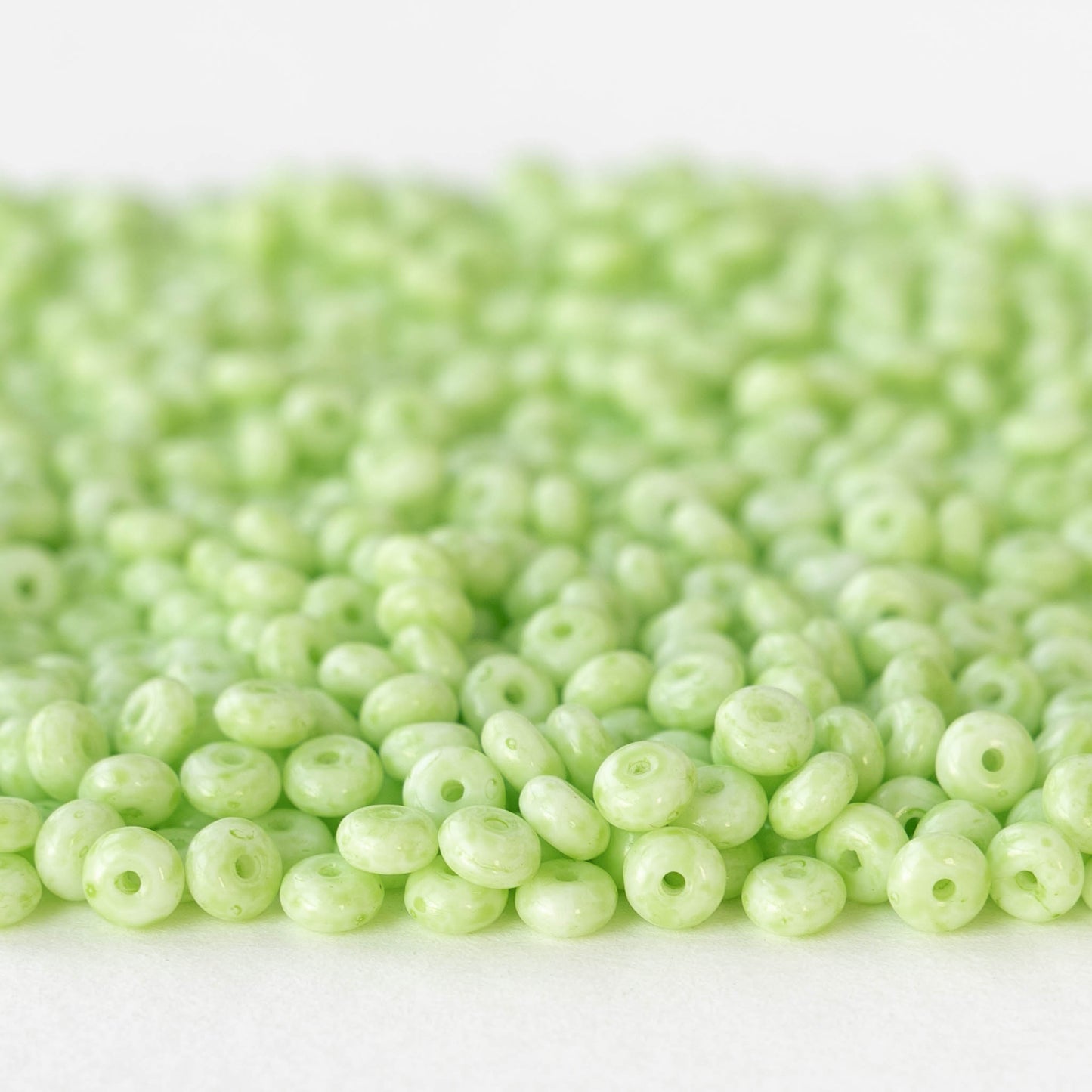 4mm Glass Rondelle Beads - Opaque Pastel Green - 100 Beads