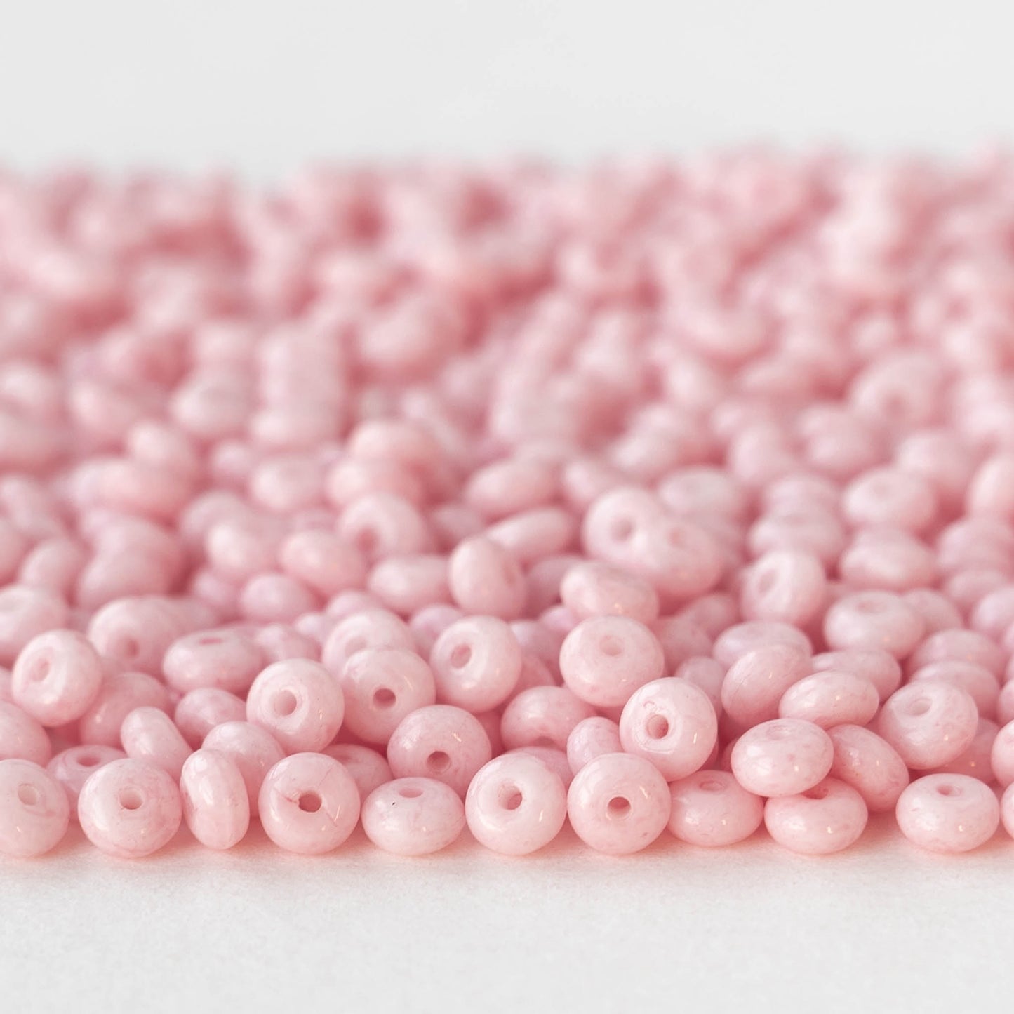 4mm Glass Rondelle Beads - Opaque Pastel Pink - 100 Beads