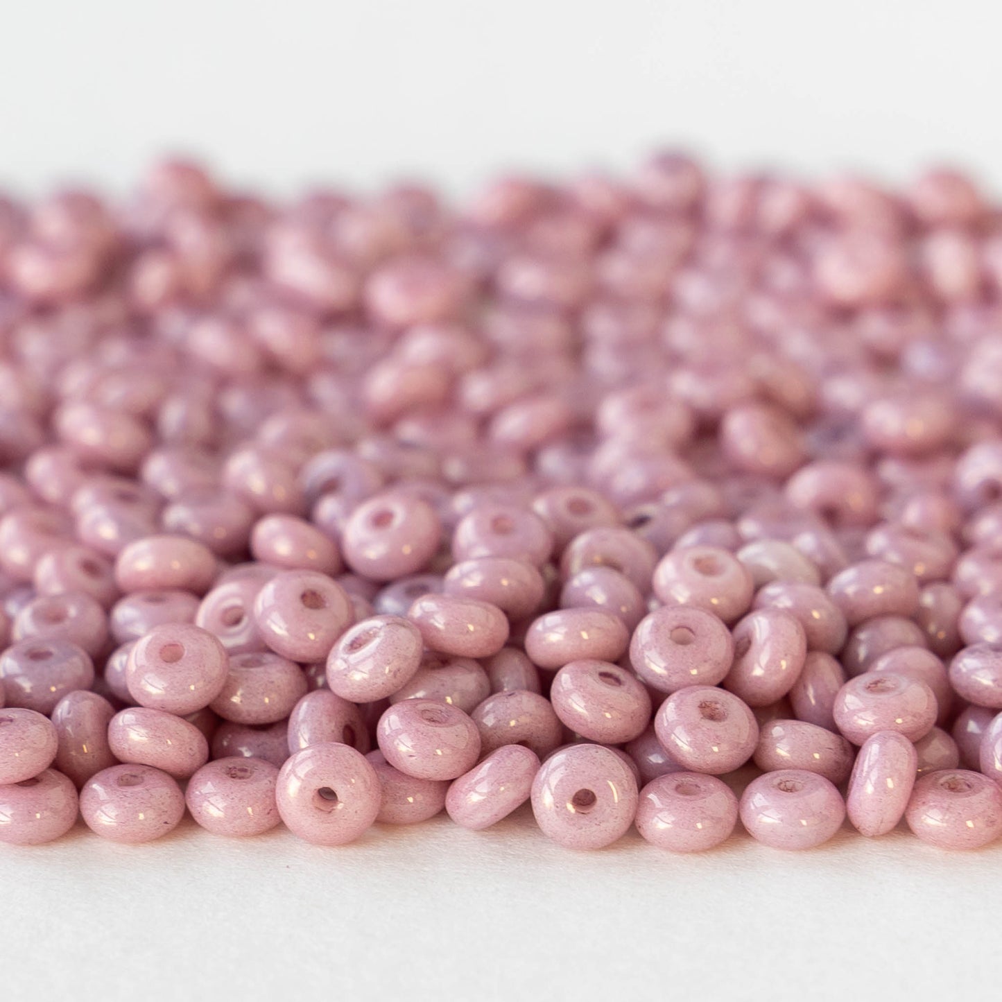 4mm Glass Rondelle Beads - Opaque Rose Pink - 100 Beads