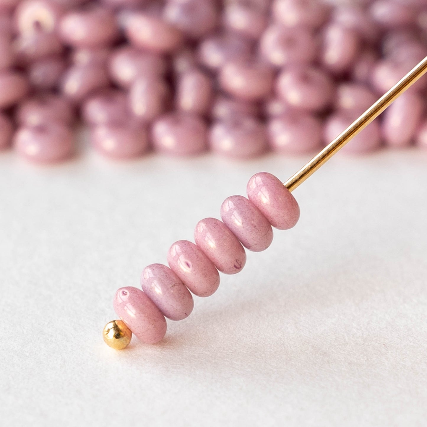 4mm Glass Rondelle Beads - Opaque Rose Pink - 100 Beads