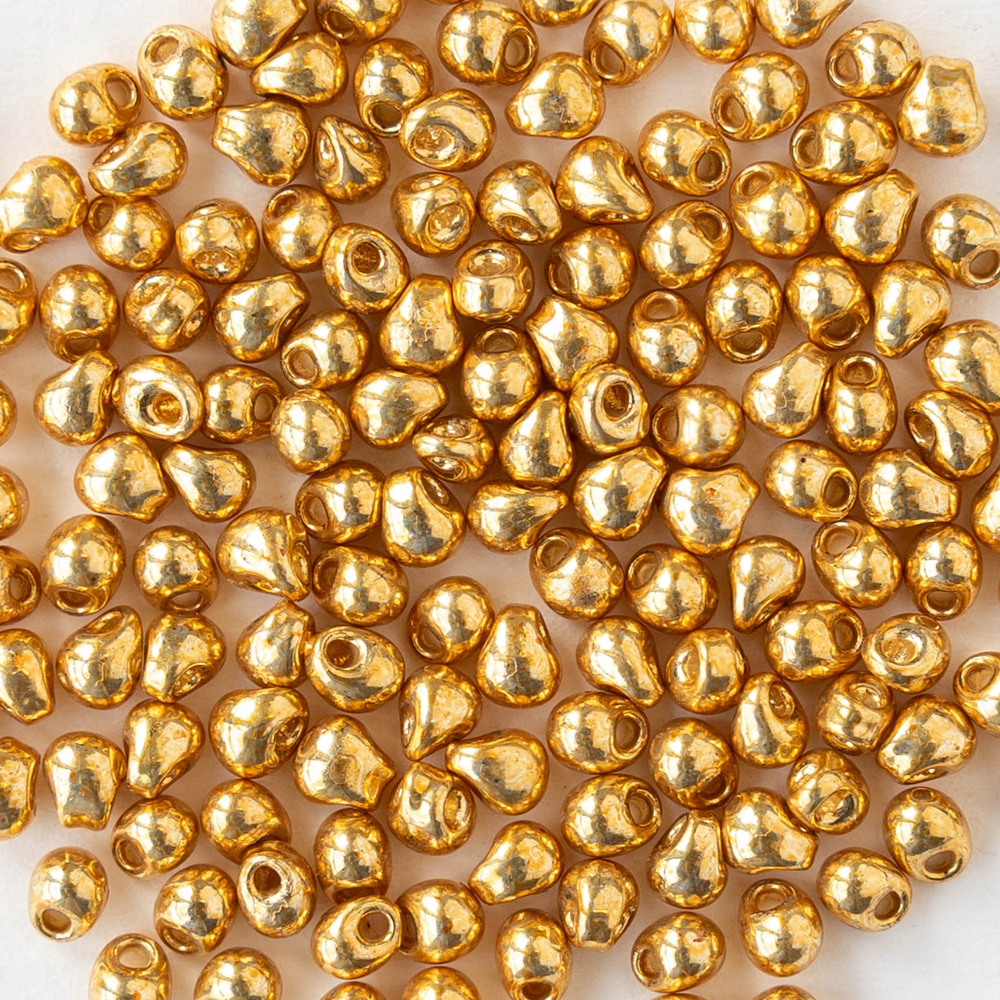 2.8mm Glass Magatama Teardrop Beads - Metallic Gold - 10 grams
