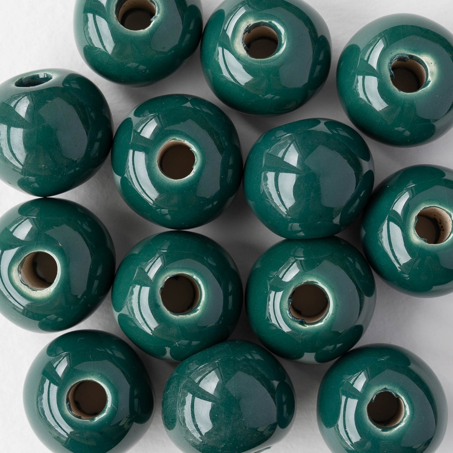 16mm Glazed Ceramic Round Beads - Green - 4 or 12 beads
