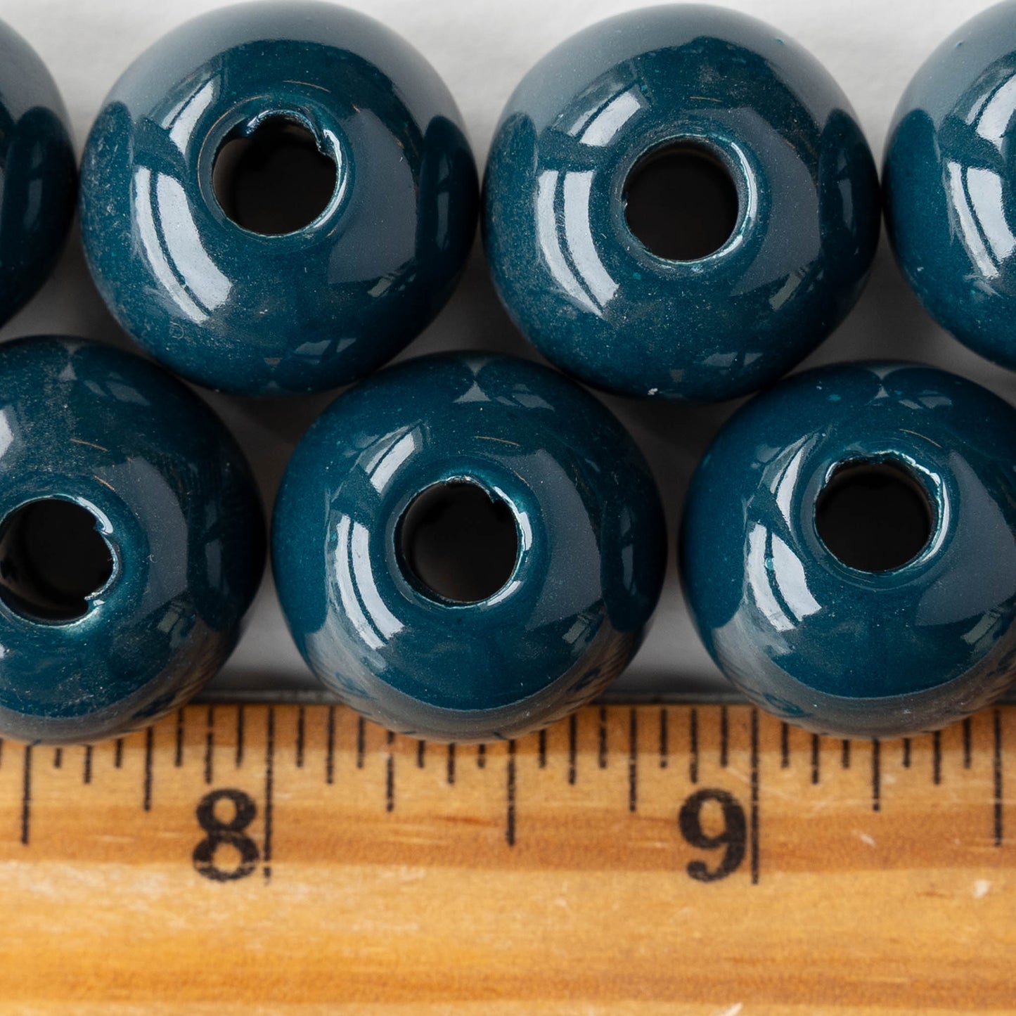 16mm Glazed Ceramic Round Beads - Teal Blue - 4 or 12 beads