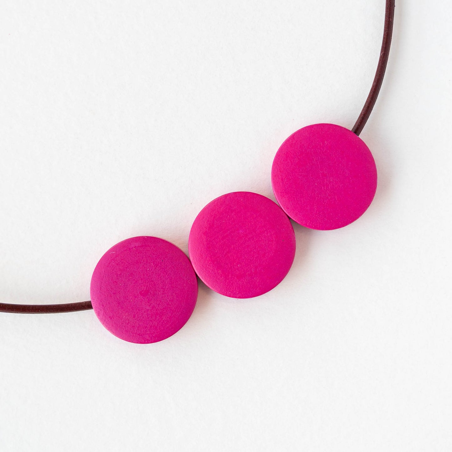 20mm Wooden Coin Beads - Pink - 10 beads