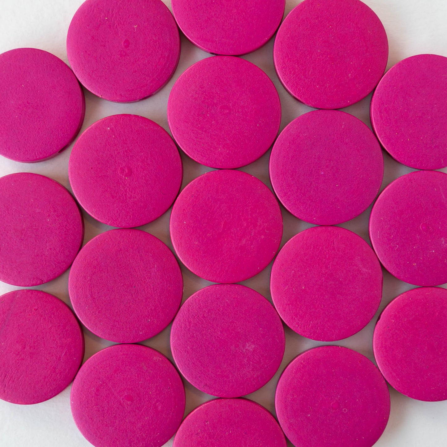 20mm Wooden Coin Beads - Pink - 10 beads