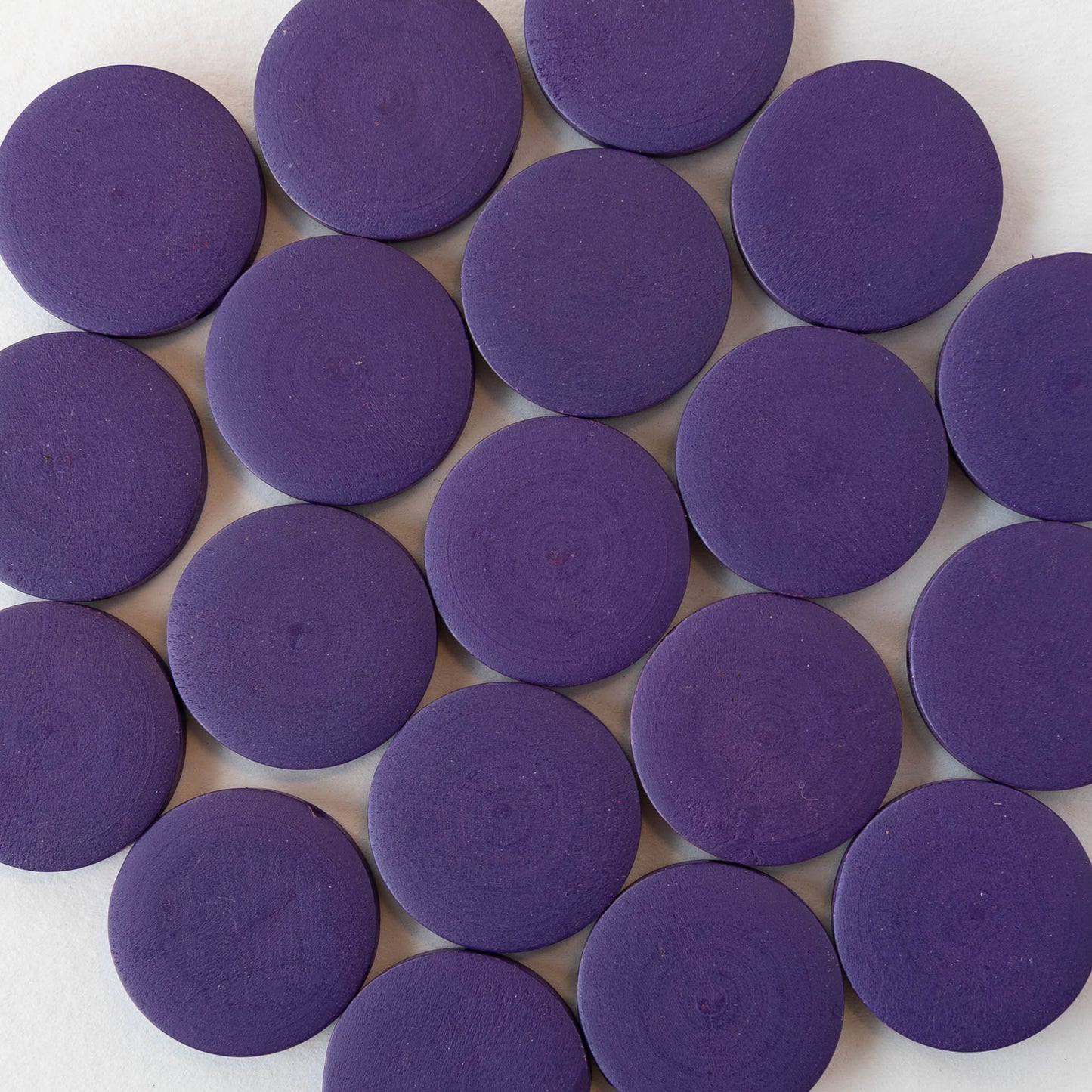 20mm Wooden Coin Beads - Purple - 10 beads
