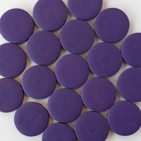 20mm Wooden Coin Beads - Purple - 10 beads
