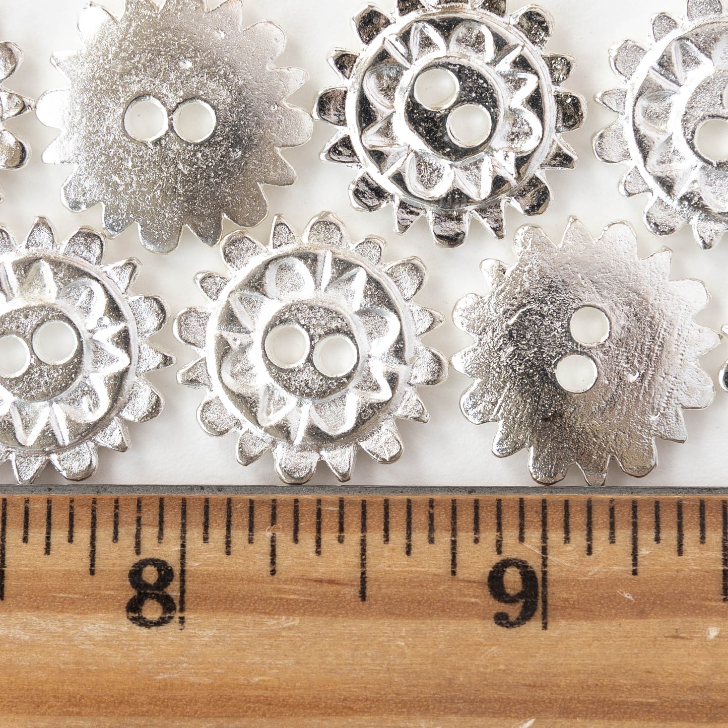 20mm Silver Sun Button - 1 Button