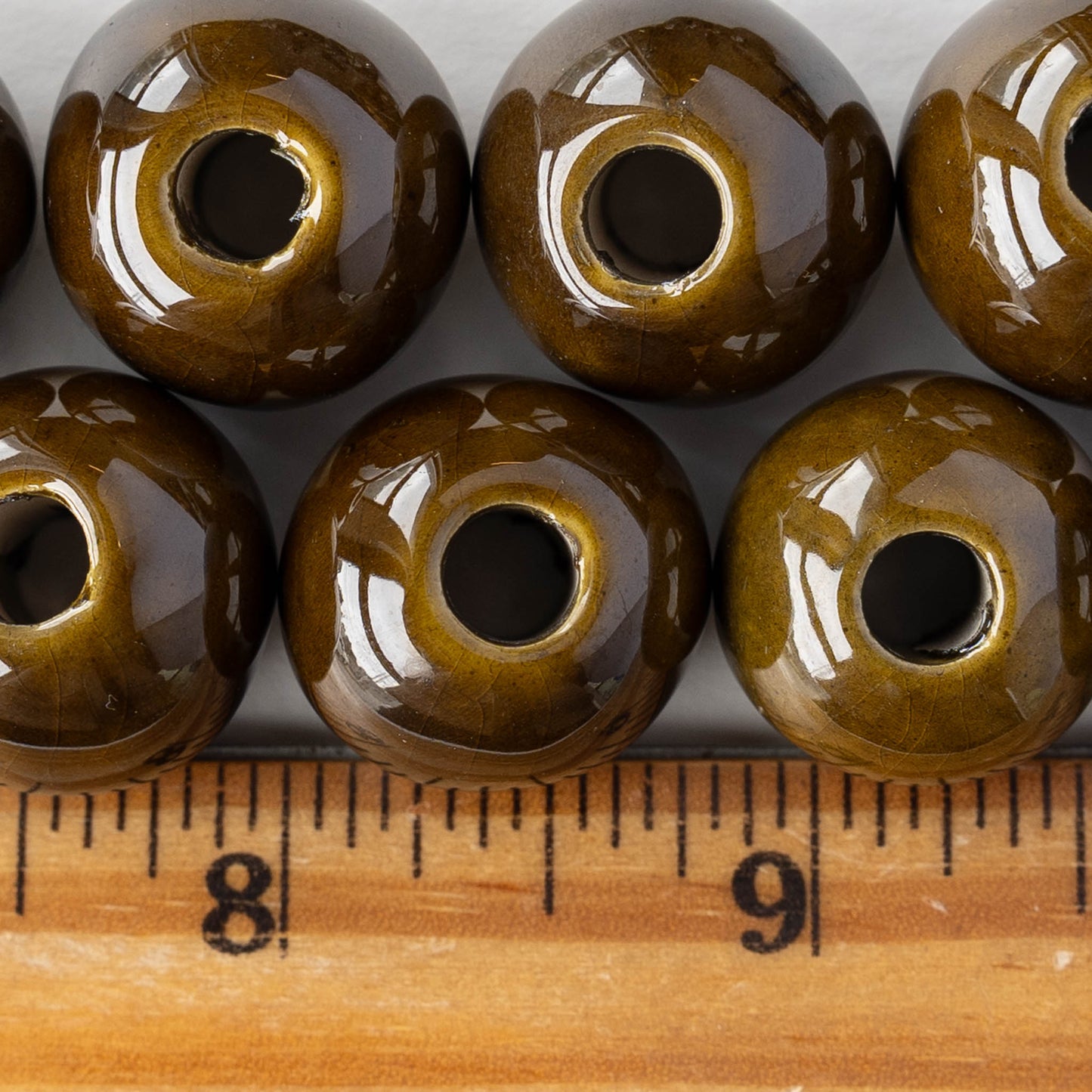 16mm Glazed Ceramic Round Beads - Olive - 4 or 12 beads