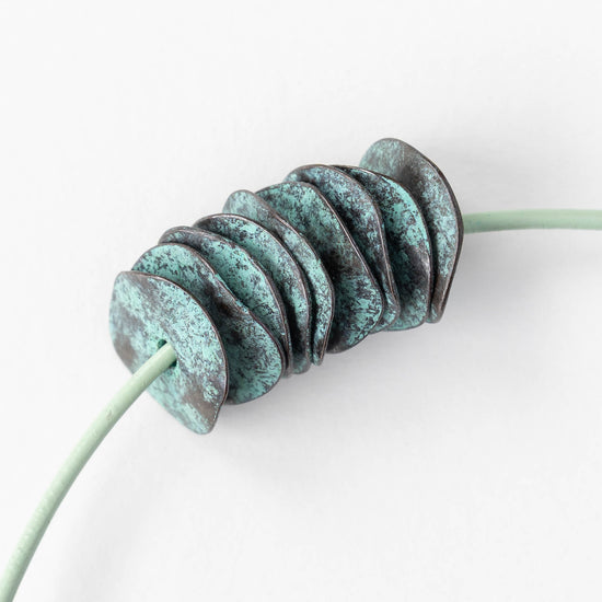 20mm Disk Beads - Green Patina - 2, 6, or 12 beads