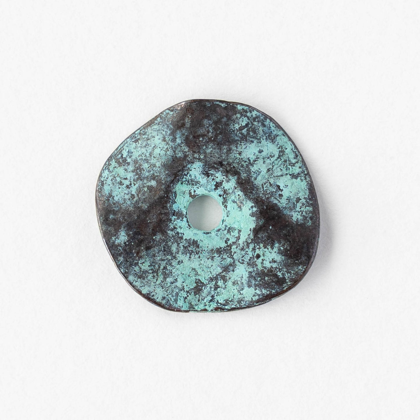 20mm Disk Beads - Green Patina - 2, 6, or 12 beads