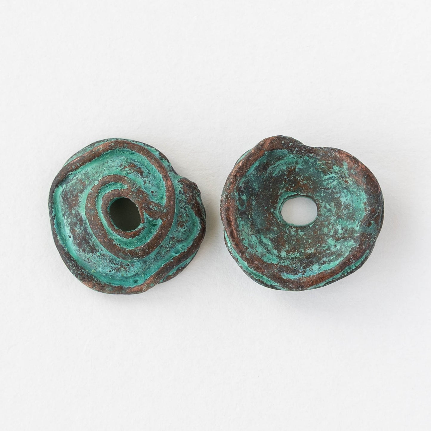 Bead Cap - Green Patina - 1,2 or 6 beads