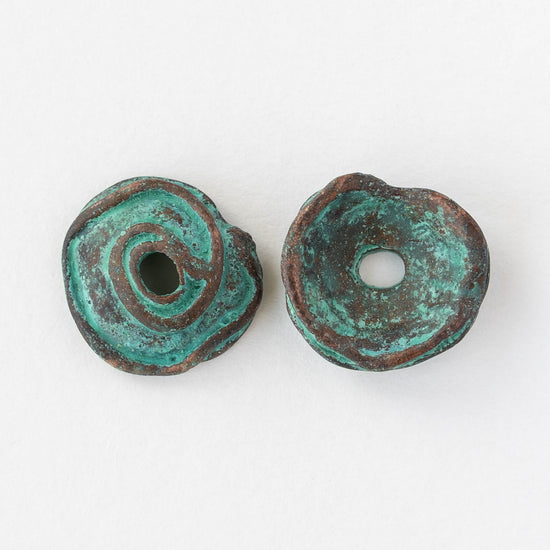 Bead Cap - Green Patina - 1,2 or 6 beads