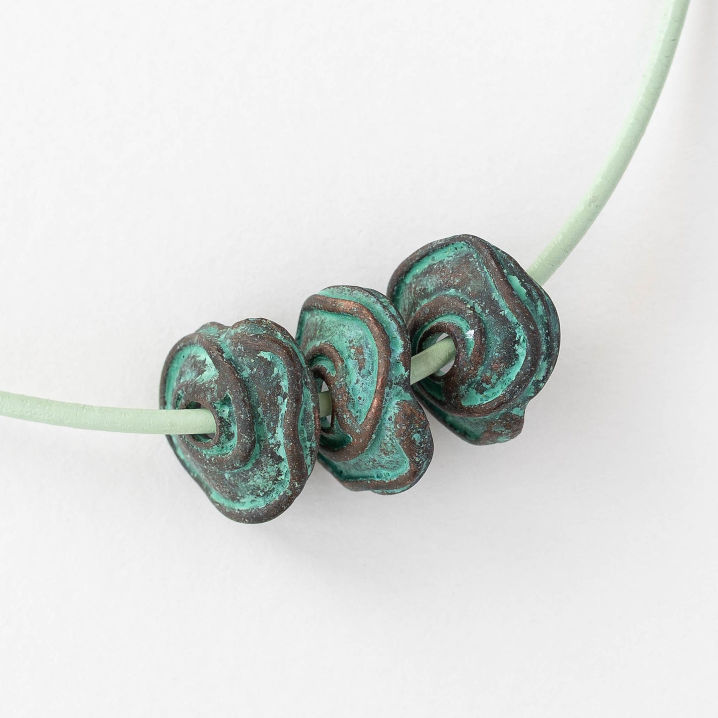 Bead Cap - Green Patina - 1,2 or 6 beads