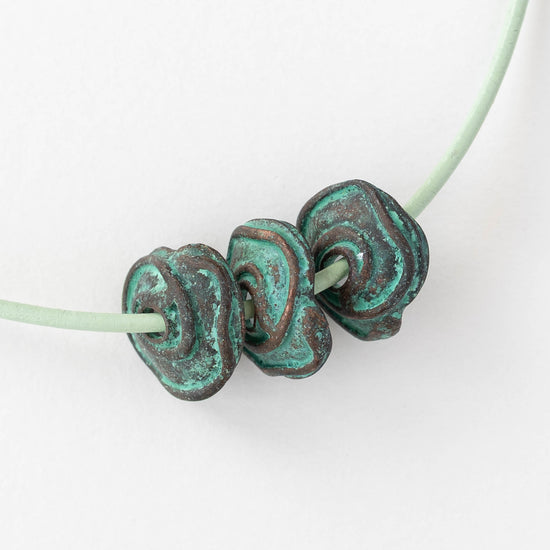 Bead Cap - Green Patina - 1,2 or 6 beads