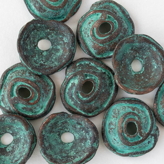 Bead Cap - Green Patina - 1,2 or 6 beads