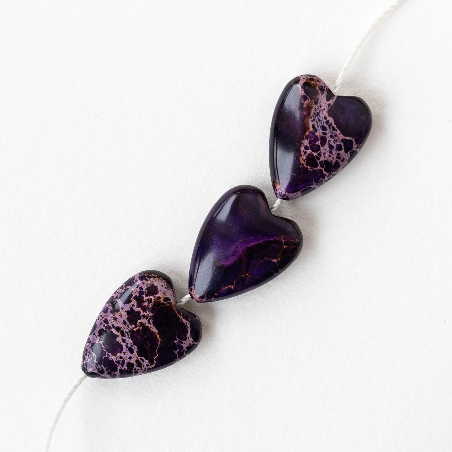 15x20mm Impression Jasper Heart Beads - Purple - 2 Beads