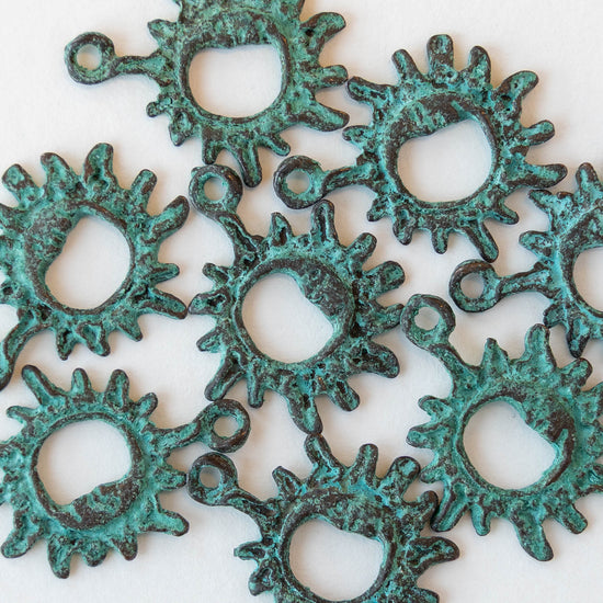 20x24mm Mykonos Metal Sun and Moon Pendant - Copper Patina - 2 or 6 pendants