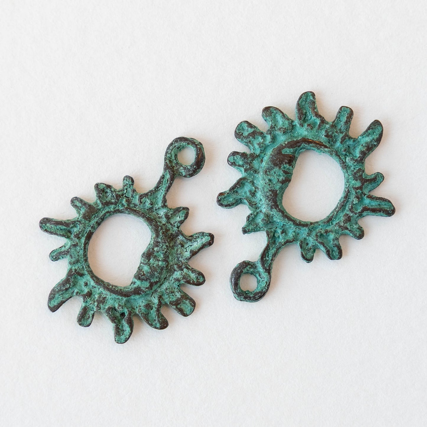 20x24mm Mykonos Metal Sun and Moon Pendant - Copper Patina - 2 or 6 pendants