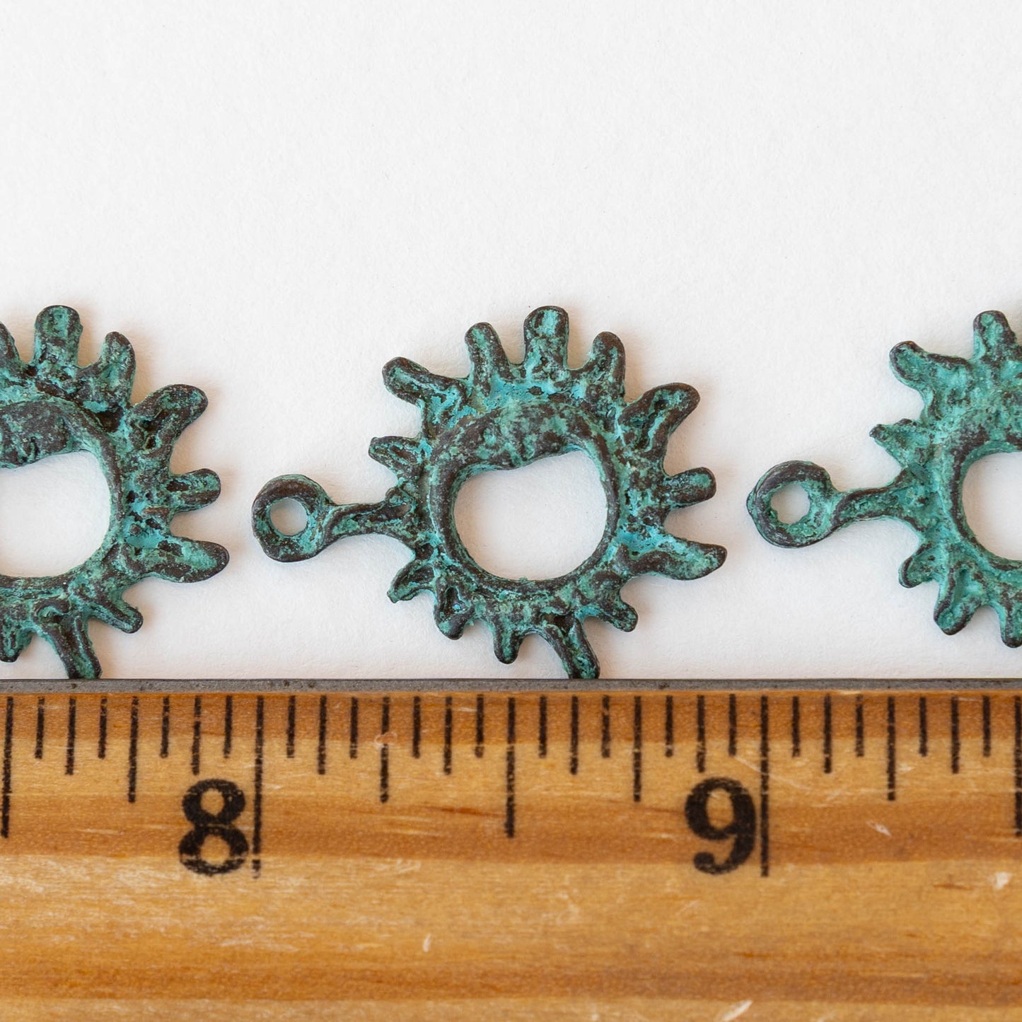 20x24mm Mykonos Metal Sun and Moon Pendant - Copper Patina - 2 or 6 pendants