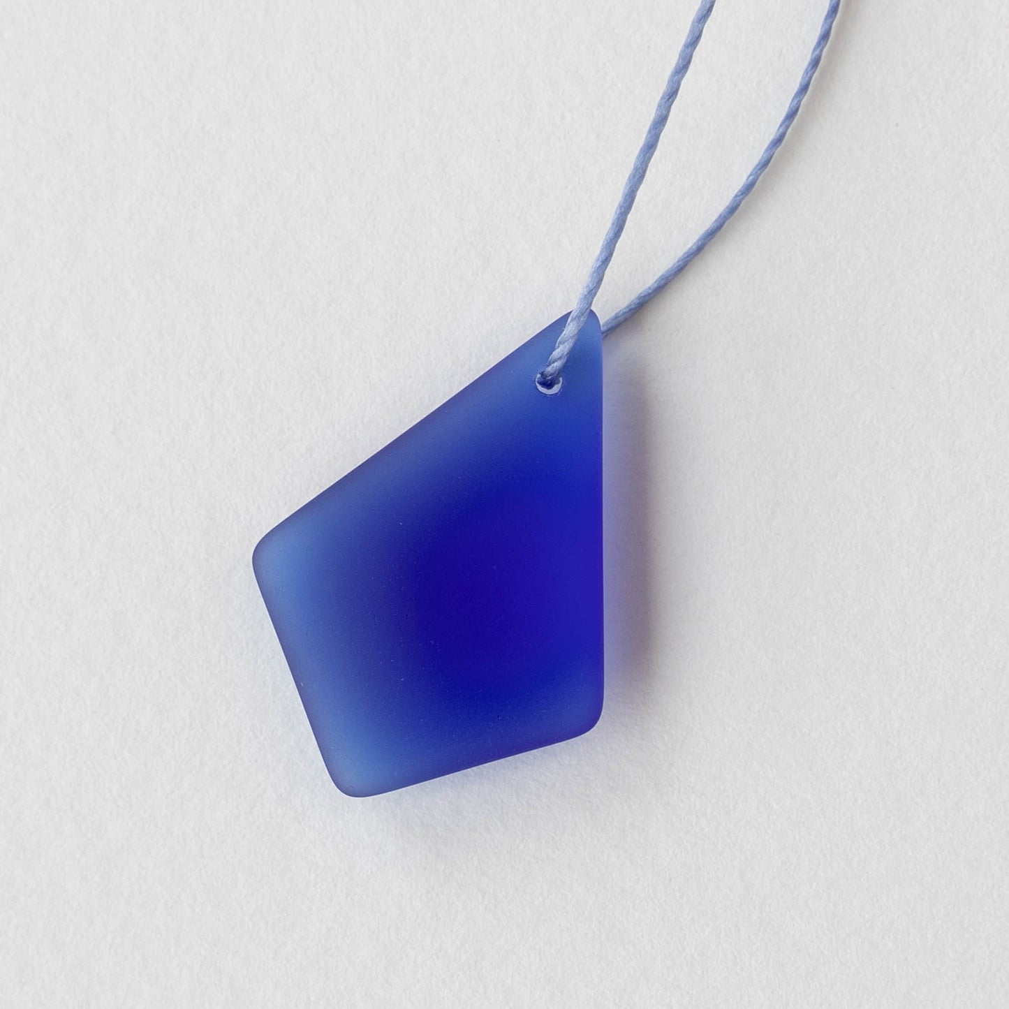 20x28mm Frosted Glass Diamond Pendants - Cobalt Blue