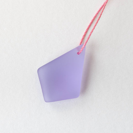 20x28mm Frosted Glass Diamond Pendants - Lavender Matte - 4 pendants