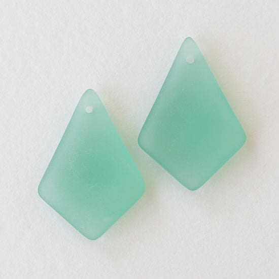 Load image into Gallery viewer, 20x28mm Frosted Glass Diamond Pendants - Seafoam
