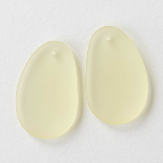 20x32mm Frosted Glass Pendants - Chiffon Yellow - 2, 4 or 10