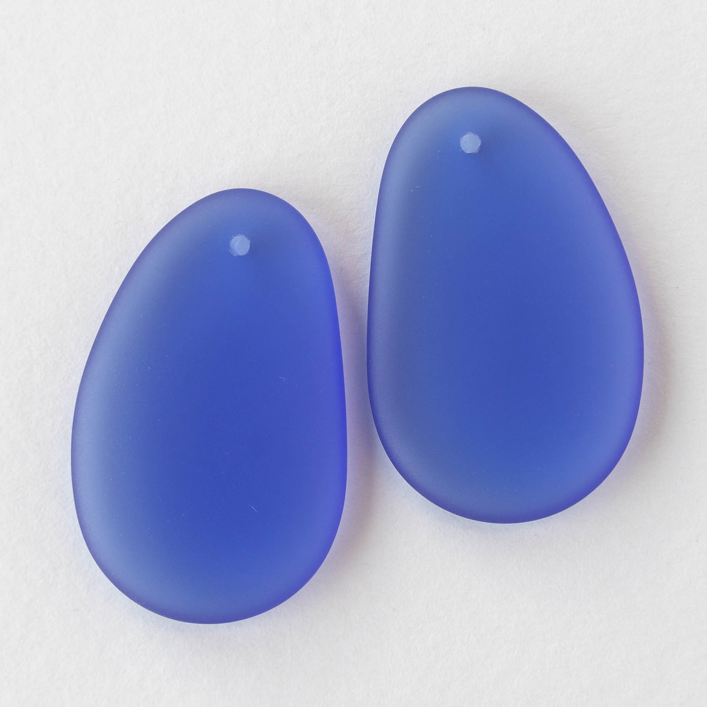 20x32mm Frosted Glass Pendants  - Sapphire Blue - 2,4 or 10