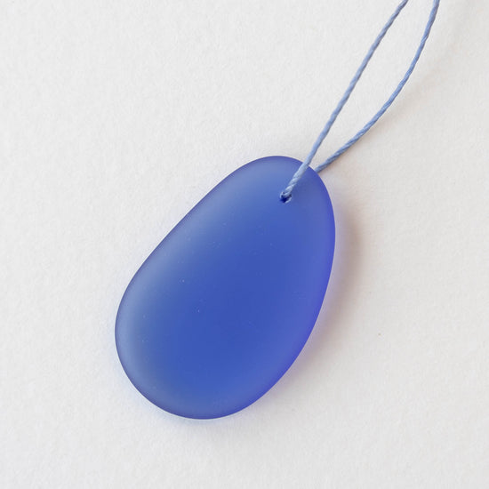 20x32mm Frosted Glass Pendants  - Sapphire Blue - 2,4 or 10