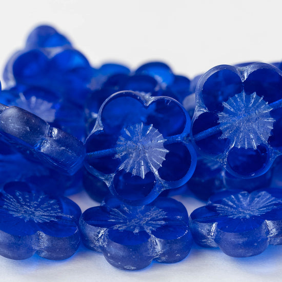 21mm Flower - Sapphire Blue - 6 beads
