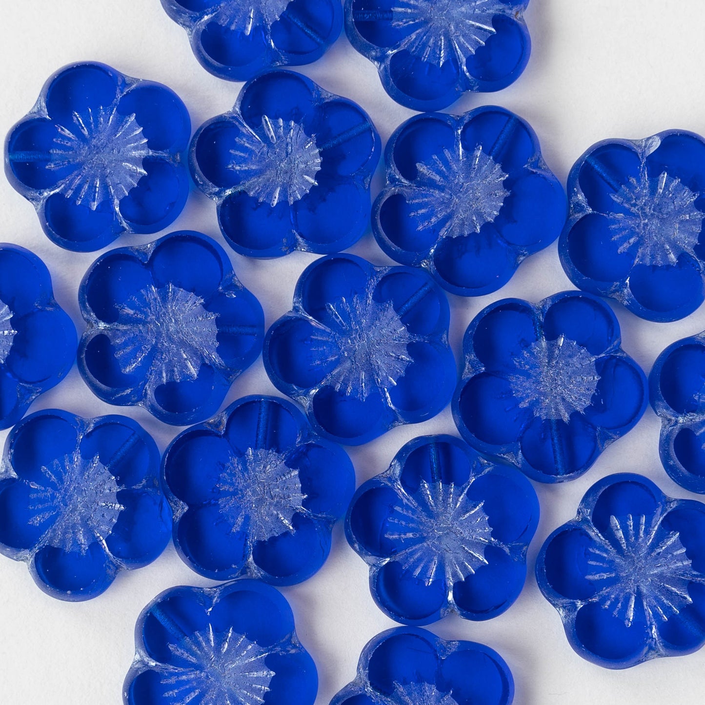21mm Flower - Sapphire Blue - 6 beads