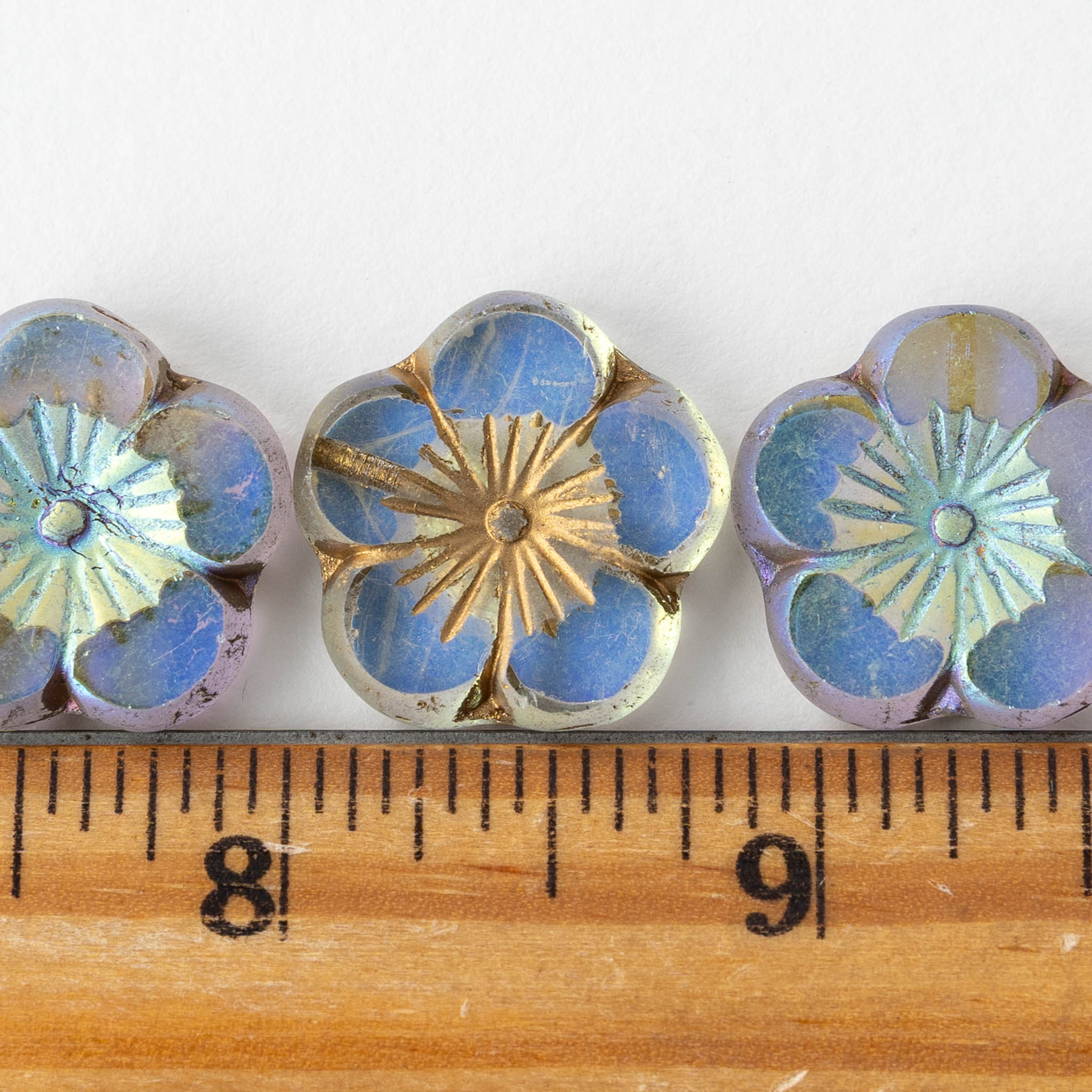 21mm Table Cut Hibiscus Flower Beads - Crystal AB Gold - 2 or 6