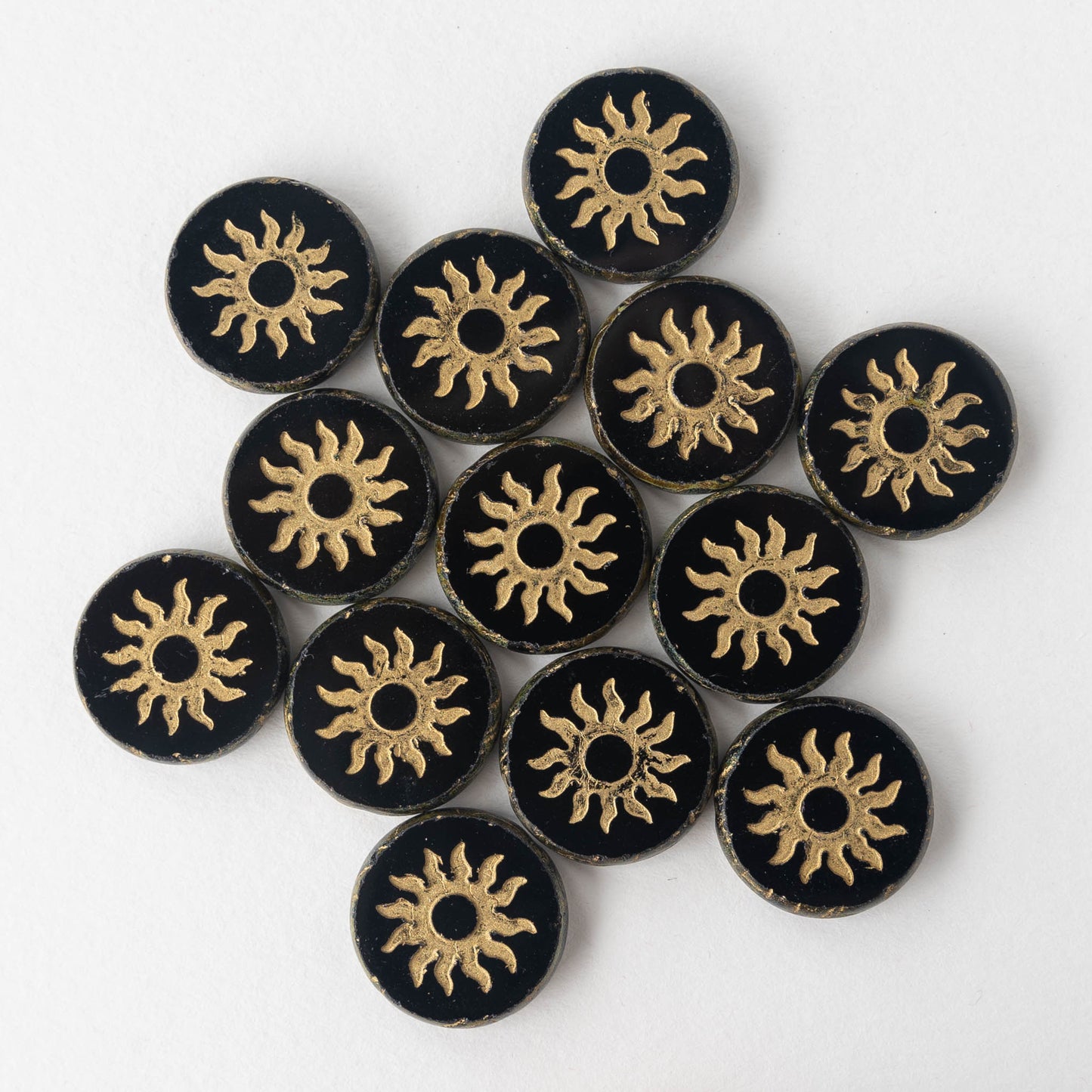 Load image into Gallery viewer, 20mm Sun Coin Beads - Black - 1 bead

