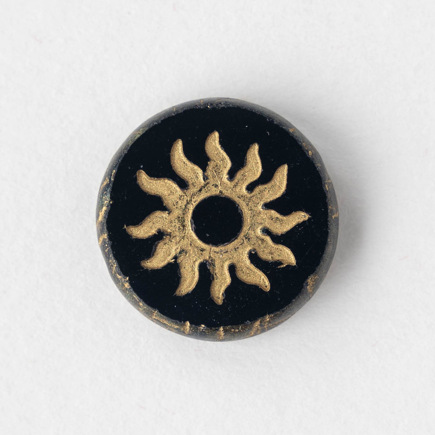 20mm Sun Coin Beads - Black - 1 bead
