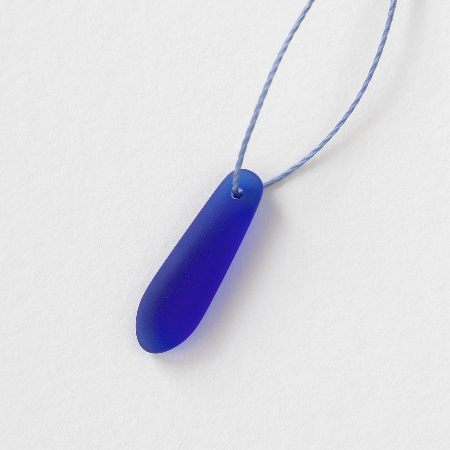 22mm Frosted Glass Drop Pendants - Cobalt - 6 Pendants