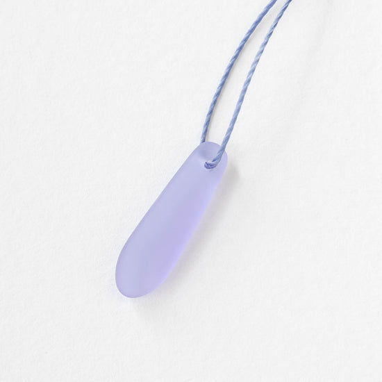 22mm Frosted Glass Drop Pendants - Lavender - 6 Pendants