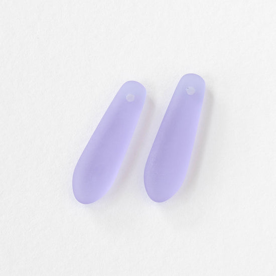 22mm Frosted Glass Drop Pendants - Lavender - 6 Pendants