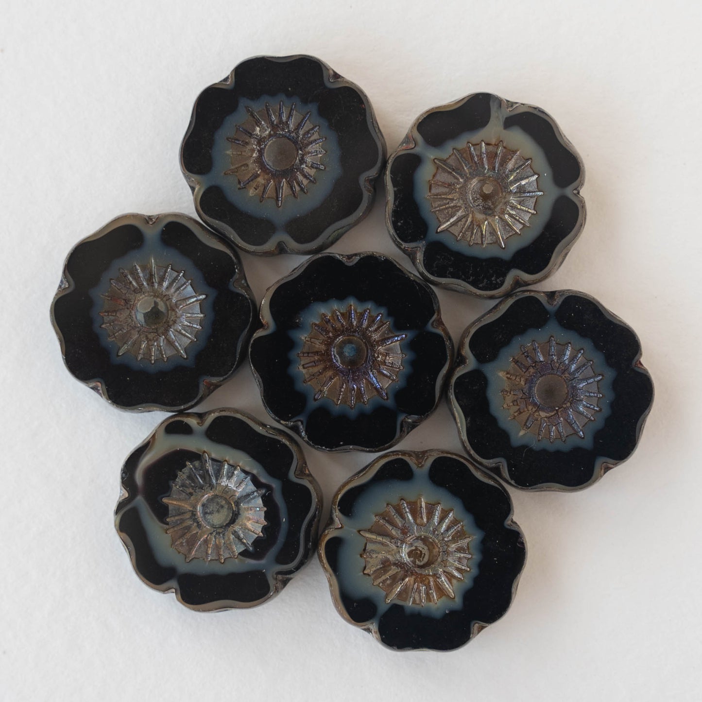 Load image into Gallery viewer, 22mm Hibiscus Flower Beads - Black - Choose Amount

