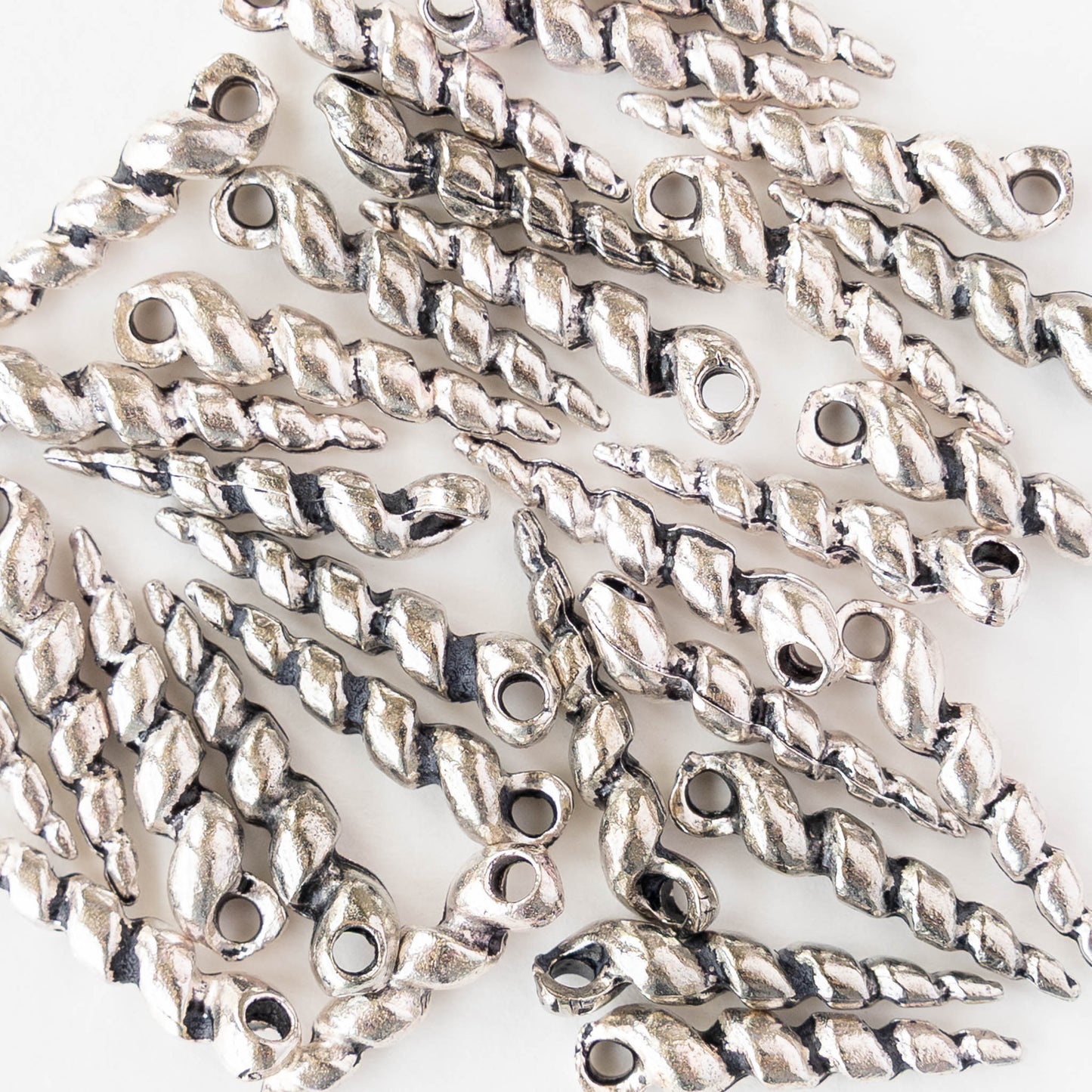 22mm Mykonos Twisted Shell Pendant - Antique Silver - 6 pendants