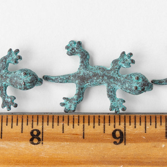 34mm Mykonos Metal Gecko Pendant - Copper Patina