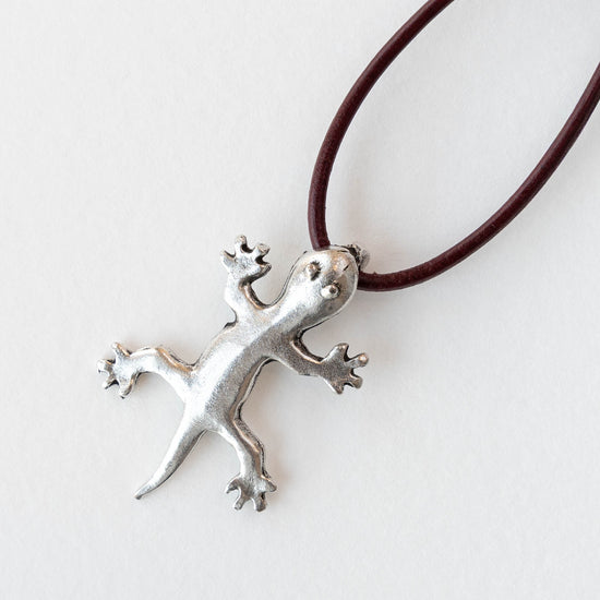22x34mm Mykonos Metal Gecko Pendant - Antique Silver - 1, 4, or 10 pendants