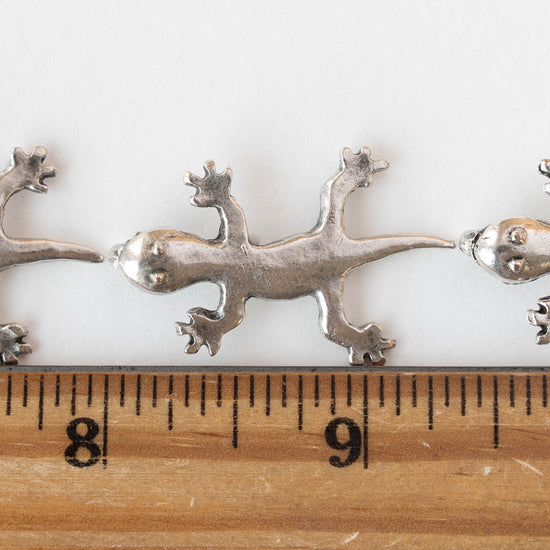 22x34mm Mykonos Metal Gecko Pendant - Antique Silver - 1, 4, or 10 pendants