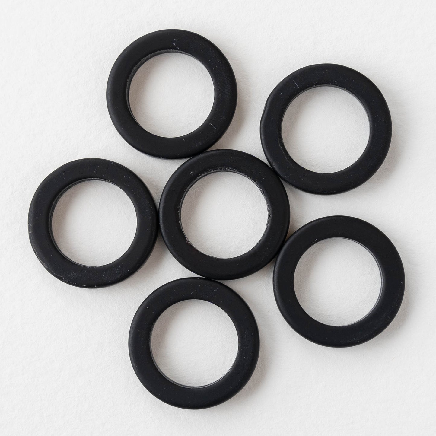 23mm Frosted Glass Rings - Black - 2 or 10