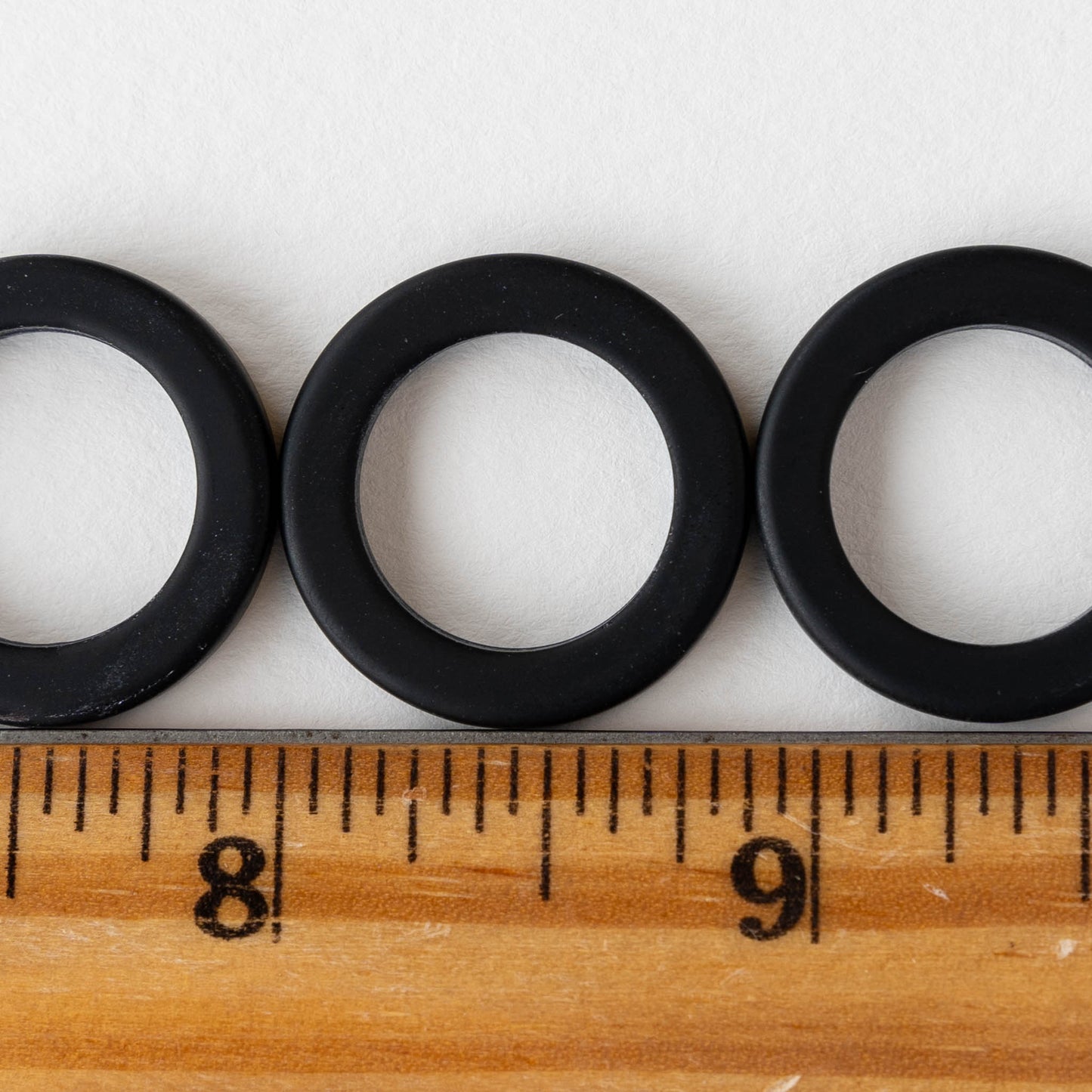 23mm Frosted Glass Rings - Black - 2 or 10