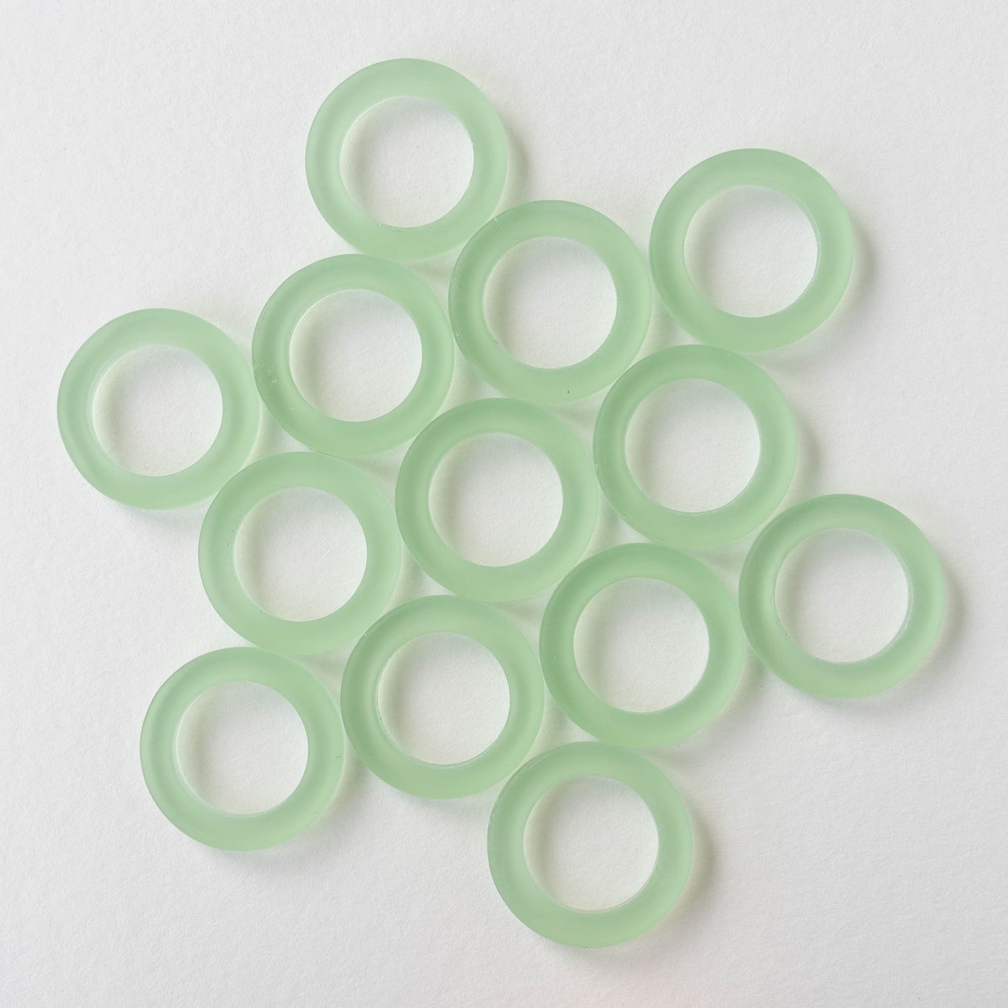 27mm Frosted Glass Rings - Light Green - 2 Rings